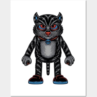 The Black Red Gray Blue Cats Posters and Art